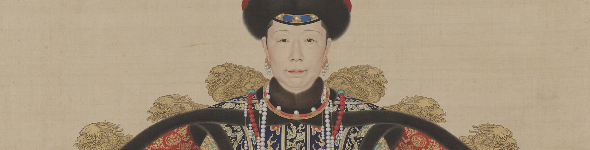 图片[1]-The Qing Dynasty painted the portrait axis of the royal dress of the Empress of Filial Piety Shengxian-China Archive